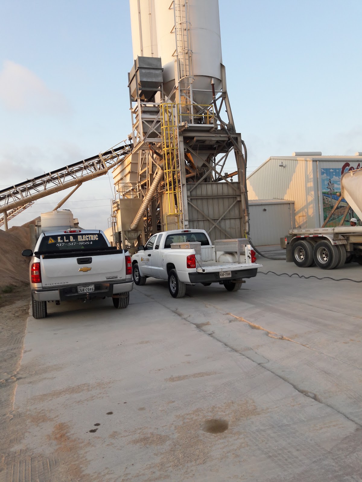 K.L.D. Electric fleet trucks at Colorado River Concrete industrial plant